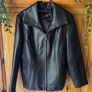 East 5th Women's Leather Moto Jacket Black XL